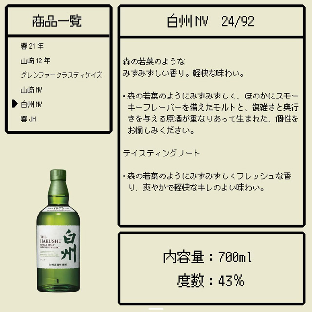 「白州NV」の当選確率とテイスティングノート