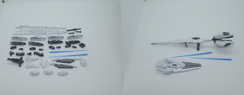 バリアブルロッドライフルはAランナー4(4個)、5、6、7、12(4個)、13(4個)、14、15、16、Bランナー28、31、Cランナー1、7(4個)、21、シール24、25、26、27(4個)、28(4個)を使用。ビームサーベルの刃はSB-9ランナー1(2個)を使用。エスカッシャンはAランナー8(2個)、10、Cランナー12(2個)、13、14、15、16、17、20(2個)、シール21を使用