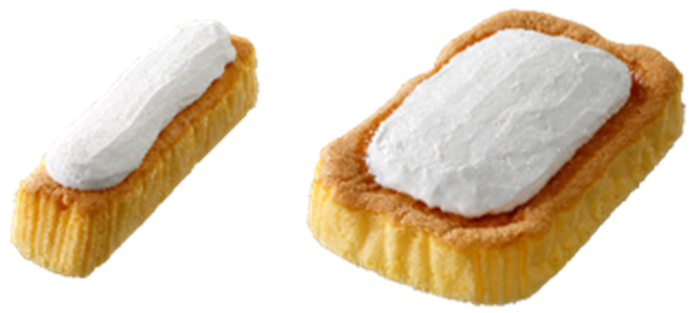 左が＜従来品＞、右が＜盛りすぎ商品＞