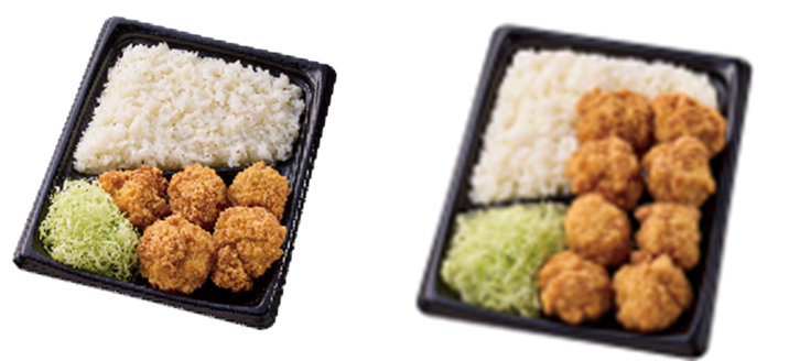 左が＜従来品＞、右が＜盛りすぎ商品＞