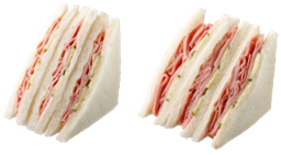 左が＜従来品＞、右が＜盛りすぎ商品＞