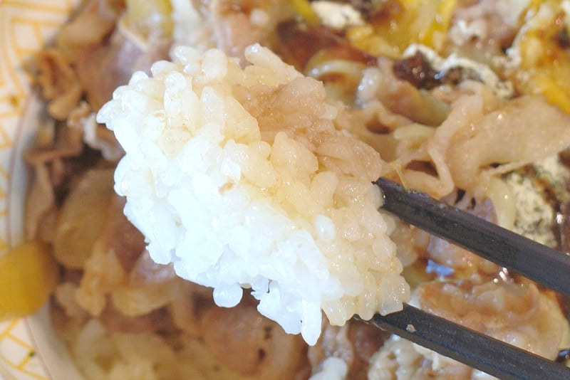 ご飯からは「牛丼」を連想させるつゆの味が感じられるものの、丼ぶり飯らしく具と一緒に堪能したいのが本音!