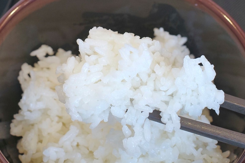 ささみかつを優しく受け止めるご飯はハリのある炊き加減!