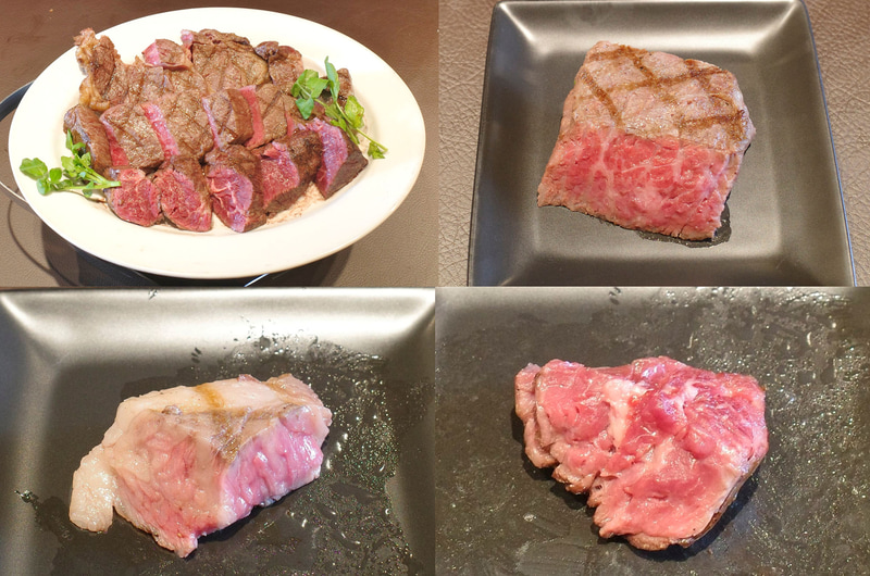 「俺の厳選赤身盛り(赤身2種+ハラミ)」は、赤身と謳いながらも脂の旨味もパワフルな内もも、肩芯ロースが特に旨し!