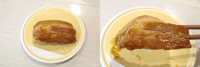 「大判豚角煮握り」は、素材の持つ旨味、味付けが双方パワフルで、まさにおつまみ的な味!