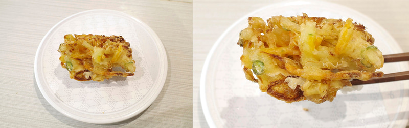 「特大5種野菜のかき揚げ握り」は、ネタが揚げ物でありながらもメインが野菜で、酢飯の酸味でさっぱりと楽しめる!