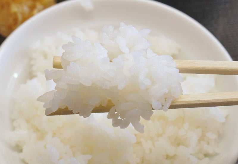 おかずを受け止めるご飯はハリのある炊き加減!