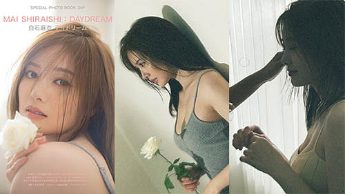 進化する美神”白石麻衣がキャミ姿や、萌えニットで肩出し、美背中